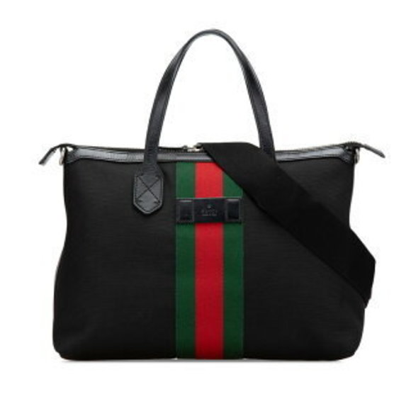 Gucci Sherry Shoulder Bag Tote Black Leather - Picture 1 of 8
